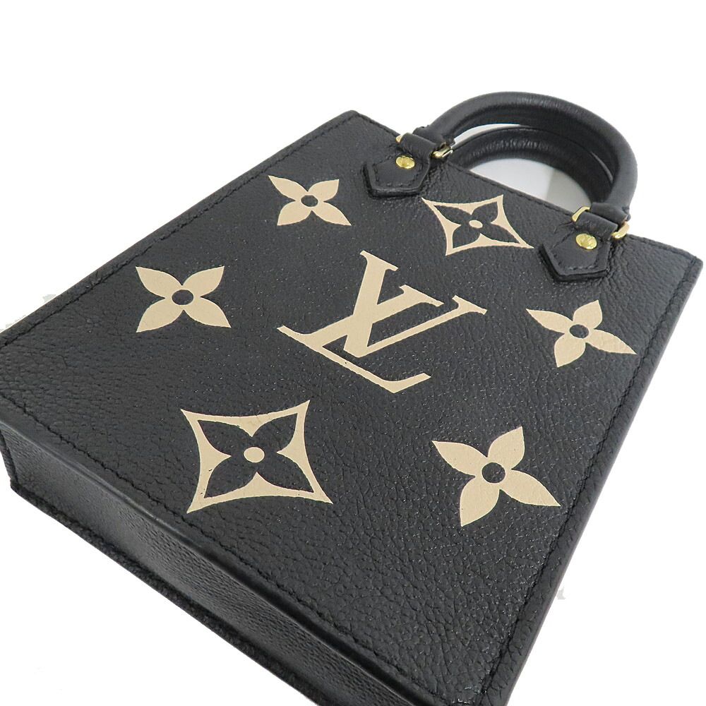 Louis Vuitton Monogram Empreinte Petite Sac Plat 2-Way Shoulder Bag Black Beige — view 6