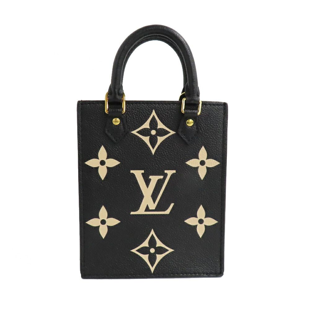 Louis Vuitton Monogram Empreinte Petite Sac Plat 2-Way Shoulder Bag Black Beige — view 4