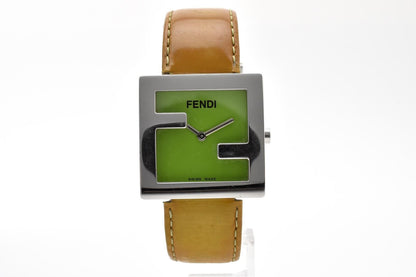 Fendi Zucca Quartz Watch Green Dial 2 Hand Stainless Steel Patent Leather 31.1 — view 4