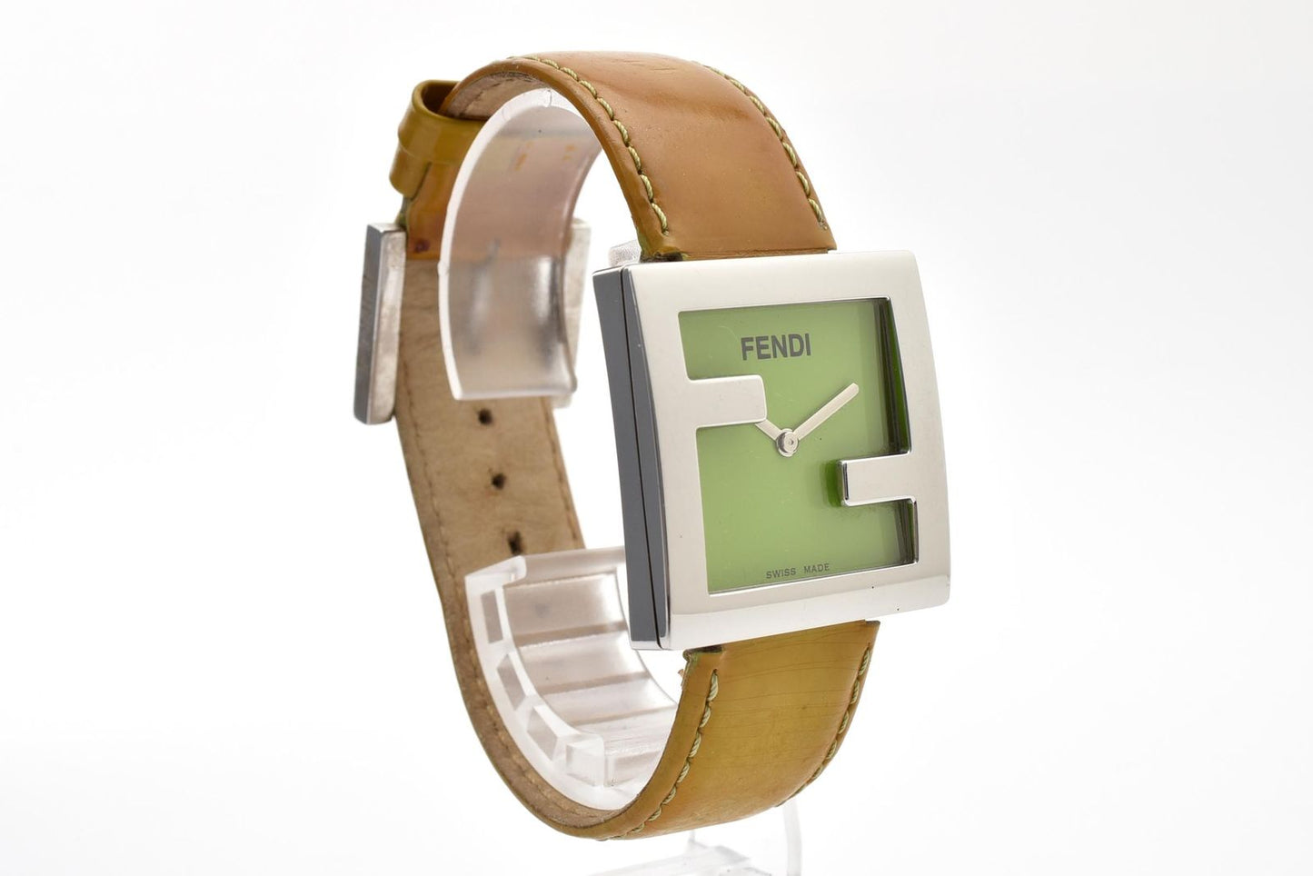 Fendi Zucca Quartz Watch Green Dial 2 Hand Stainless Steel Patent Leather 31.1 — view 6