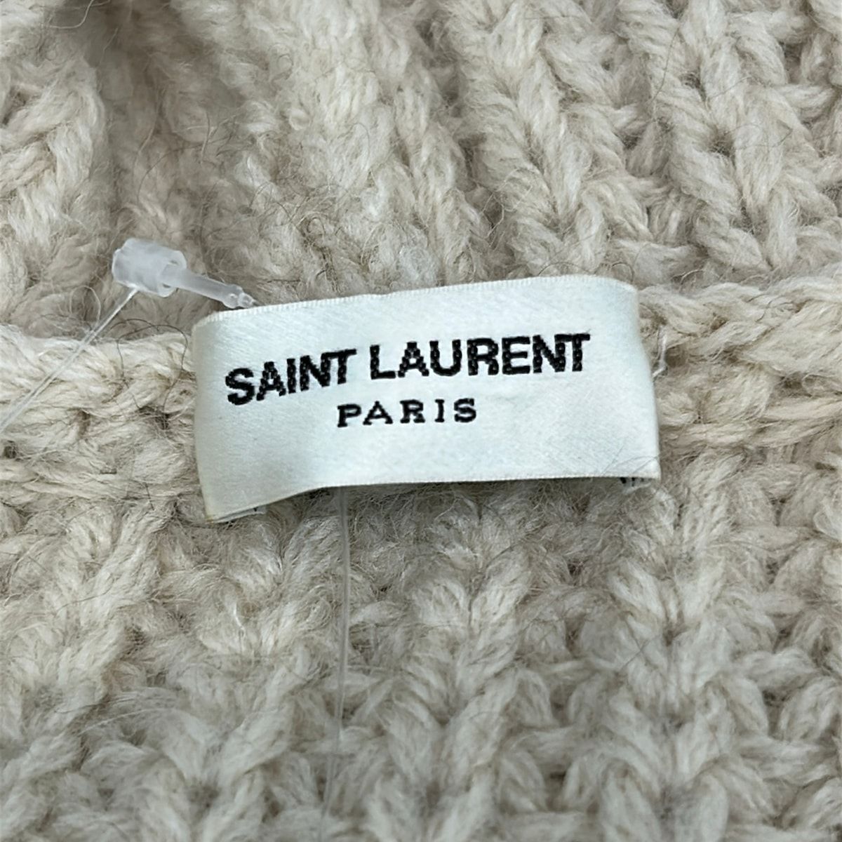 Saint Laurent Paris Cardigan Ivory Black Long Sleeve Hooded M — view 3
