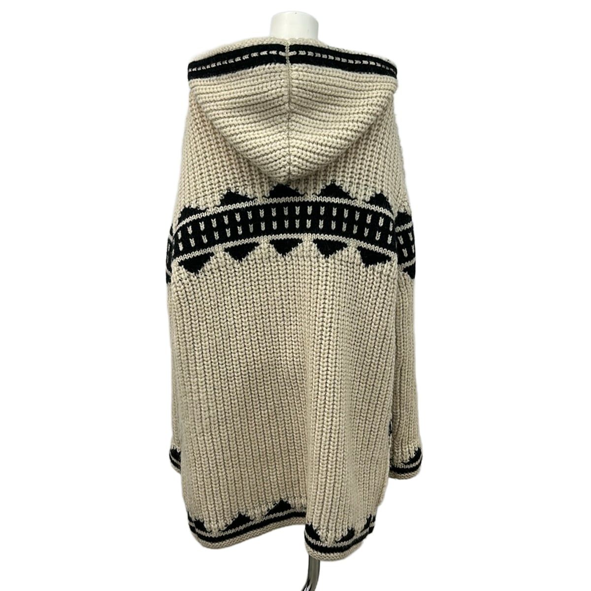 Saint Laurent Paris Cardigan Ivory Black Long Sleeve Hooded M — view 2