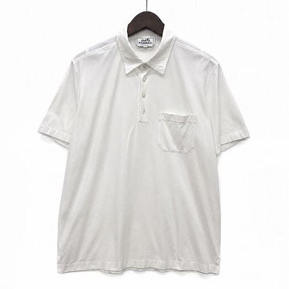 Hermes Cotton H Motif Polo Shirt Short Sleeve White