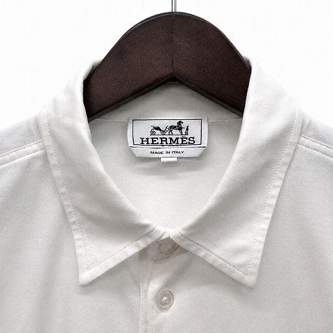 Hermes Cotton H Motif Polo Shirt Short Sleeve White — view 3