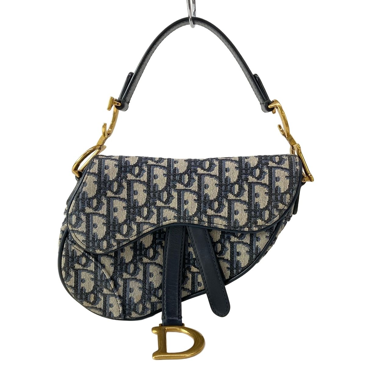 Dior Saddle Bag Trotter Navy Ivory Leather