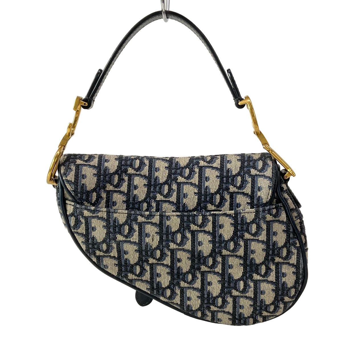 Dior Saddle Bag Trotter Navy Ivory Leather — view 3