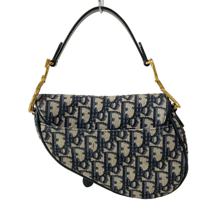 Dior Saddle Bag Trotter Navy Ivory Leather — view 3