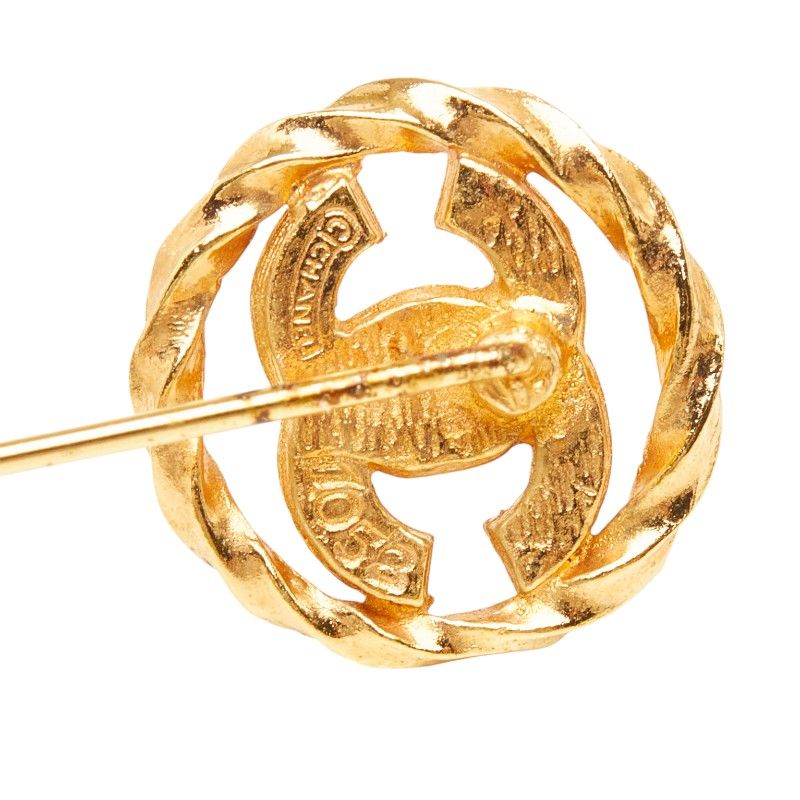 Chanel CC Logo Brooch Gold Plated Rhinestone — view 3