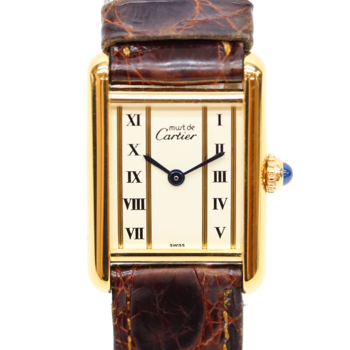 Cartier Must Tank SM Vermeil Straight Roman Dial Watch