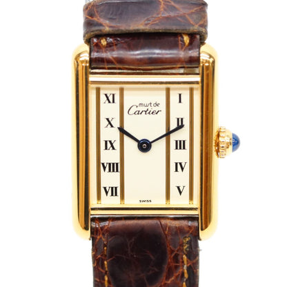 Cartier Must Tank SM Vermeil Straight Roman Dial Watch