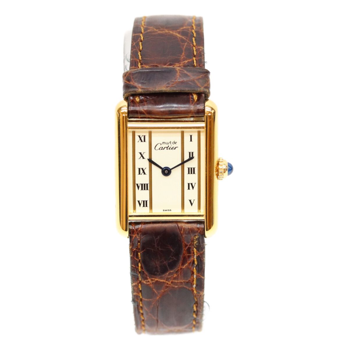 Cartier Must Tank SM Vermeil Straight Roman Dial Watch — view 2