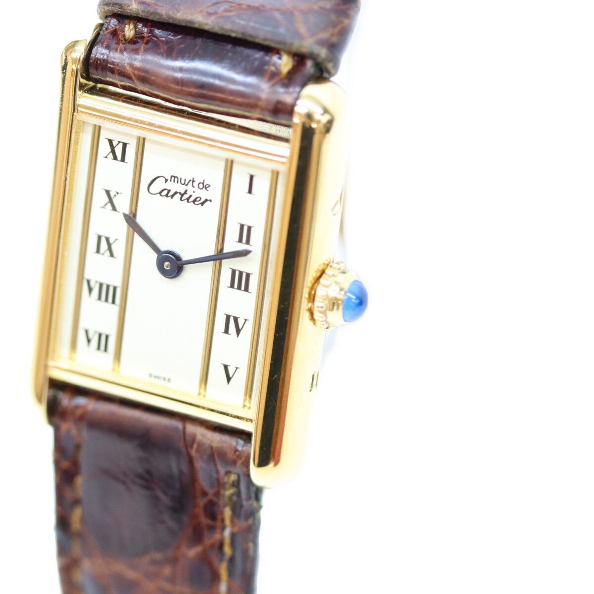 Cartier Must Tank SM Vermeil Straight Roman Dial Watch — view 3