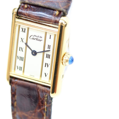 Cartier Must Tank SM Vermeil Straight Roman Dial Watch — view 3