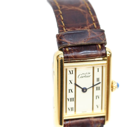 Cartier Must Tank SM Vermeil Straight Roman Dial Watch — view 4