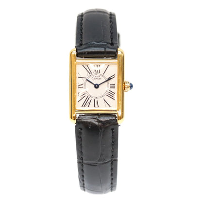 Cartier Must Tank SM Vermeil Opaline Silver Dial Watch — view 2