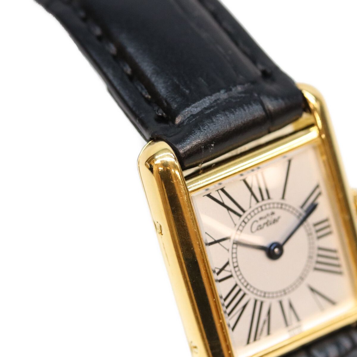 Cartier Must Tank SM Vermeil Opaline Silver Dial Watch — view 4