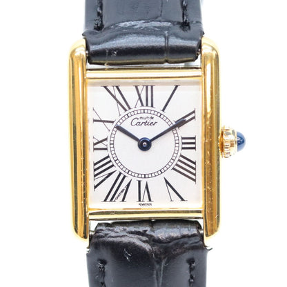 Cartier Must Tank SM Vermeil Opaline Silver Dial Watch