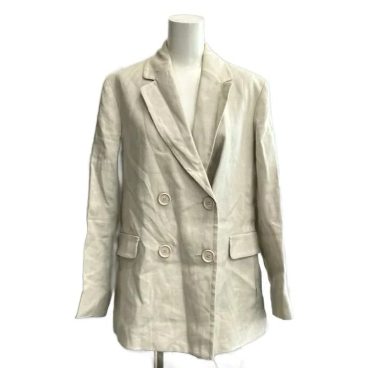 Max Mara S 'S Linen Double Breasted Tailored Jacket Half-Lined Solid 38