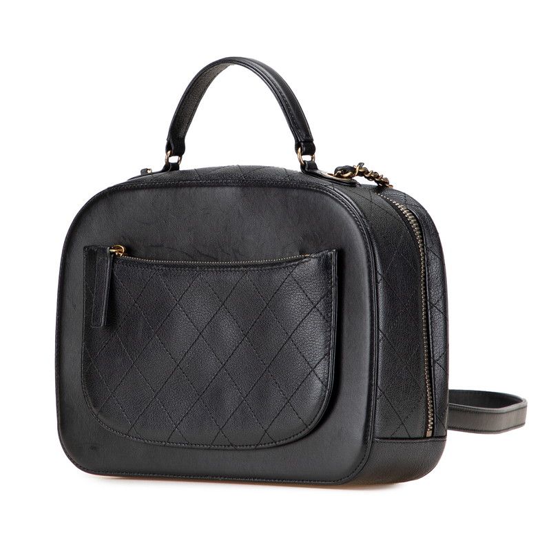 Chanel CC Logo 2-Way Shoulder Bag Black Calfskin — view 2