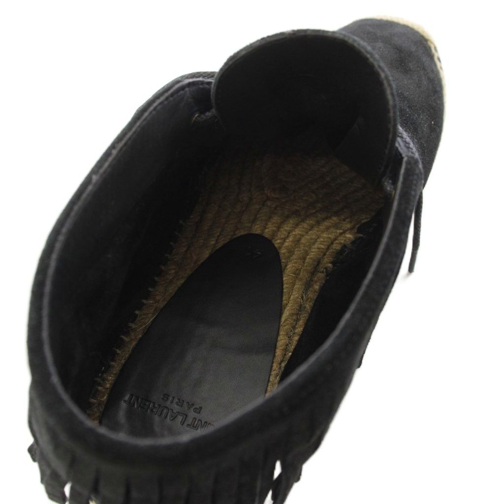 Saint Laurent Paris Short Boots Espadrille Lace-up Fringe Suede Black — view 4