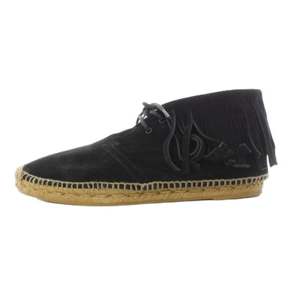 Saint Laurent Paris Short Boots Espadrille Lace-up Fringe Suede Black — view 2