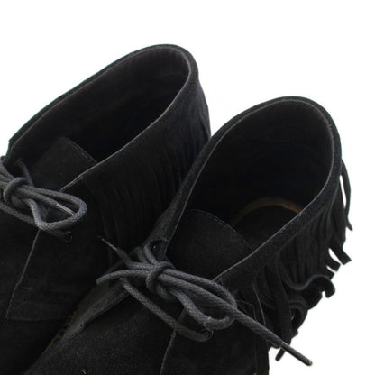 Saint Laurent Paris Short Boots Espadrille Lace-up Fringe Suede Black — view 5