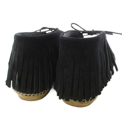 Saint Laurent Paris Short Boots Espadrille Lace-up Fringe Suede Black — view 6