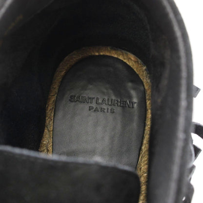 Saint Laurent Paris Short Boots Espadrille Lace-up Fringe Suede Black — view 8