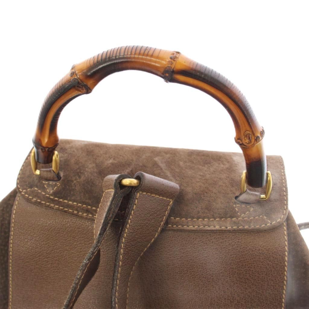 Gucci Suede Bamboo Backpack Brown 003 TK — view 5