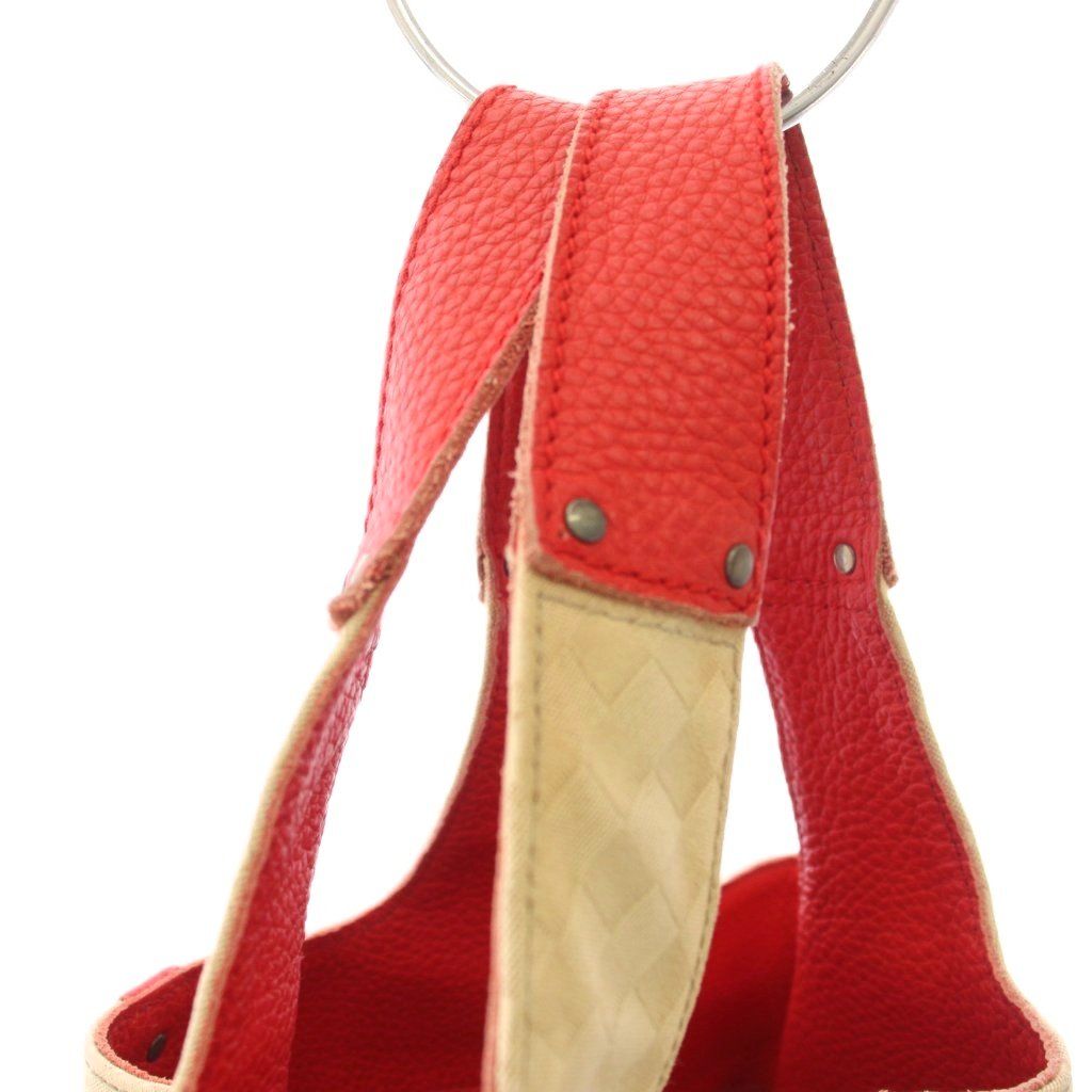 Bottega Veneta Tote Bag Canvas Contrast Leather All Over Print Beige Red TK — view 6