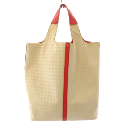 Bottega Veneta Tote Bag Canvas Contrast Leather All Over Print Beige Red TK — view 2