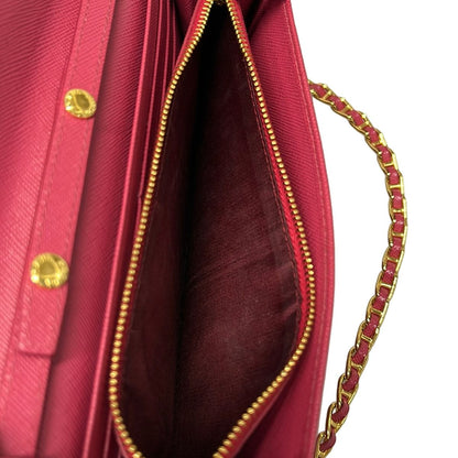 Prada Wallet Pink Gold Chain Leather Shoulder Bag — view 5