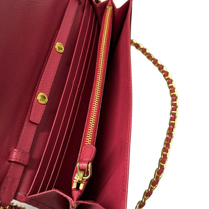 Prada Wallet Pink Gold Chain Leather Shoulder Bag — view 4