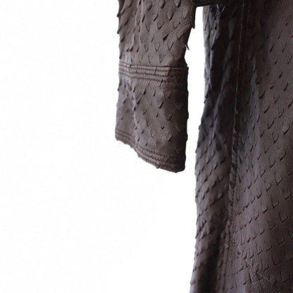 Bottega Veneta Laser Cut Leather Dress Shirt Long Sleeve Brown 38 — view 6