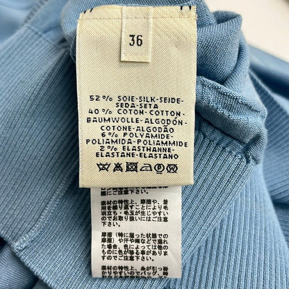 Hermes Short Sleeve Sweater S Light Blue Crew Neck Silk Blend L'instrvction 36 — view 4