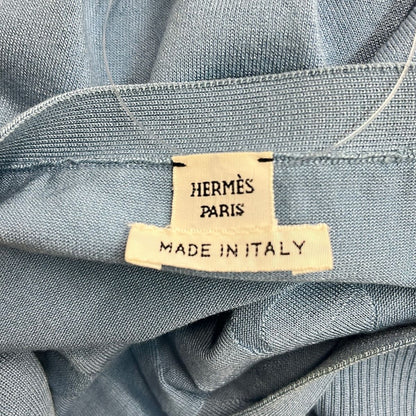 Hermes Short Sleeve Sweater S Light Blue Crew Neck Silk Blend L'instrvction 36 — view 3