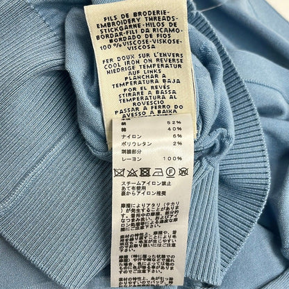 Hermes Short Sleeve Sweater S Light Blue Crew Neck Silk Blend L'instrvction 36 — view 5