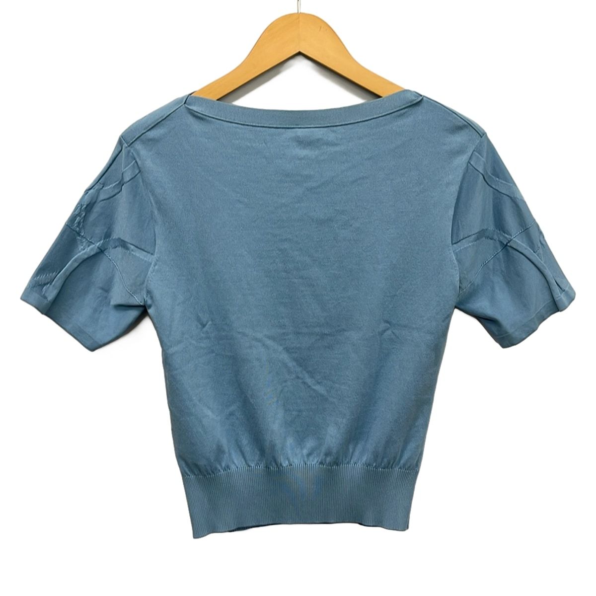 Hermes Short Sleeve Sweater S Light Blue Crew Neck Silk Blend L'instrvction 36 — view 2