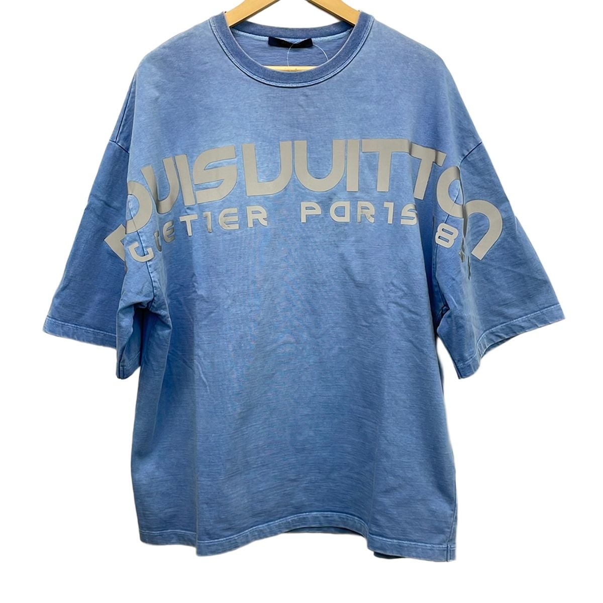 Louis Vuitton Short Sleeve T-Shirt Gda Blue Silver Crew Neck Oversize Washed M