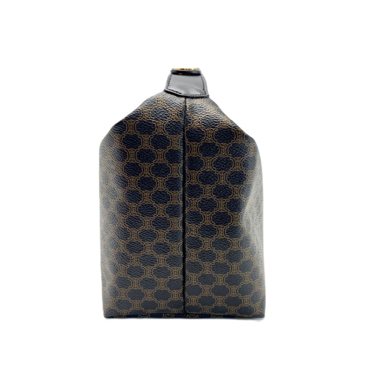 Celine Top Handle 2-Way Macadam Pattern Black Brown Handbag Gold — view 3