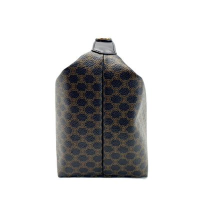 Celine Top Handle 2-Way Macadam Pattern Black Brown Handbag Gold — view 3