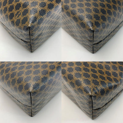 Celine Top Handle 2-Way Macadam Pattern Black Brown Handbag Gold — view 6