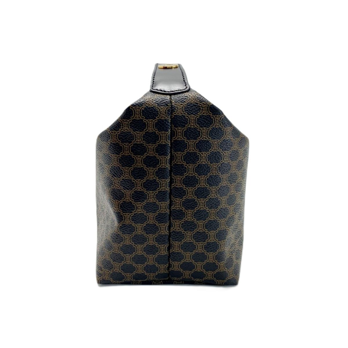Celine Top Handle 2-Way Macadam Pattern Black Brown Handbag Gold — view 4