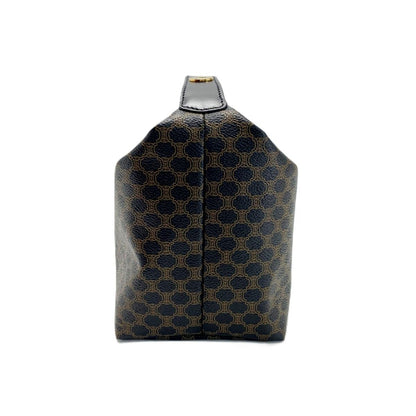 Celine Top Handle 2-Way Macadam Pattern Black Brown Handbag Gold — view 4