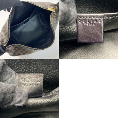 Celine Top Handle 2-Way Macadam Pattern Black Brown Handbag Gold — view 7