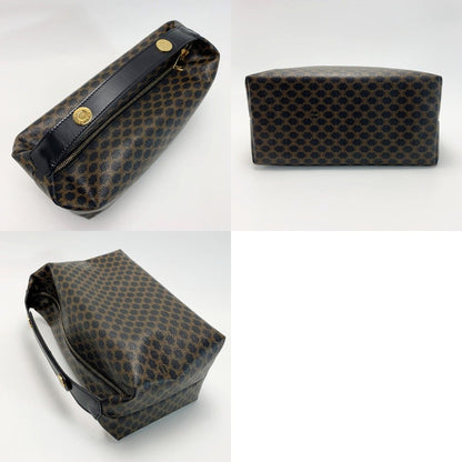 Celine Top Handle 2-Way Macadam Pattern Black Brown Handbag Gold — view 8