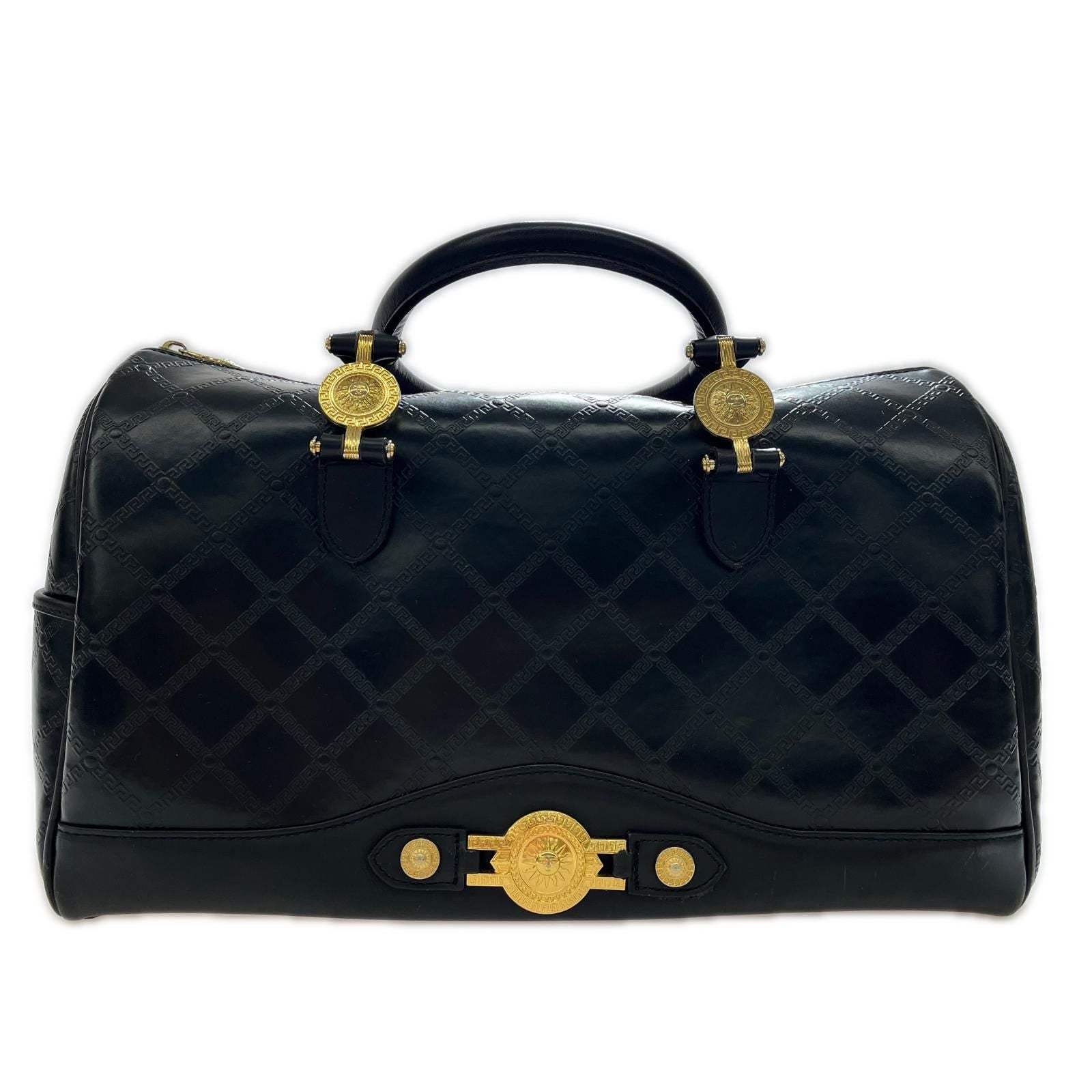 Versace Sunburst Black Mini Boston Corner Yes Travel Bag