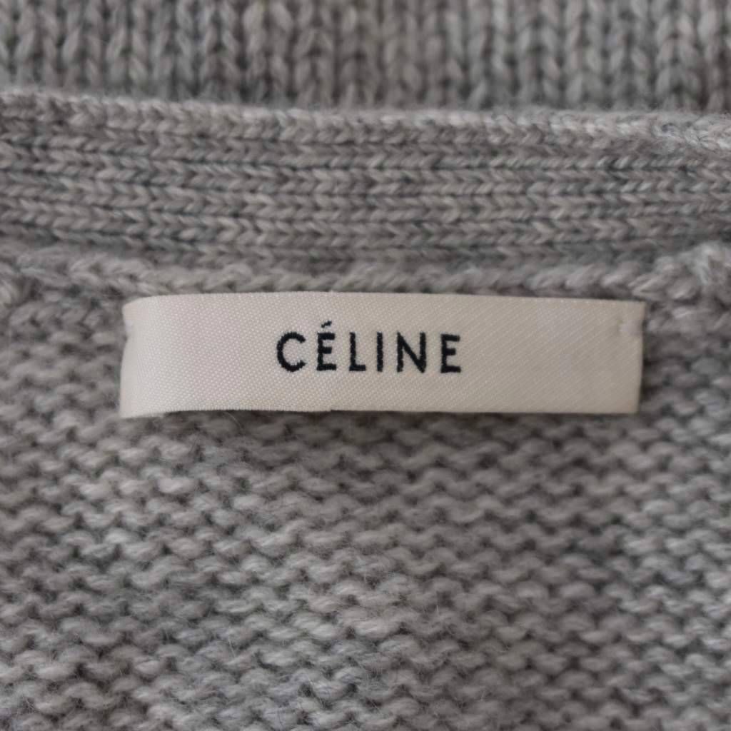 Celine Cardigan Cashmere Front Button Knit Sweater Gray L — view 4