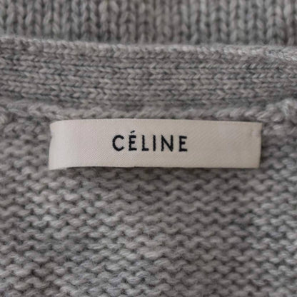 Celine Cardigan Cashmere Front Button Knit Sweater Gray L — view 4