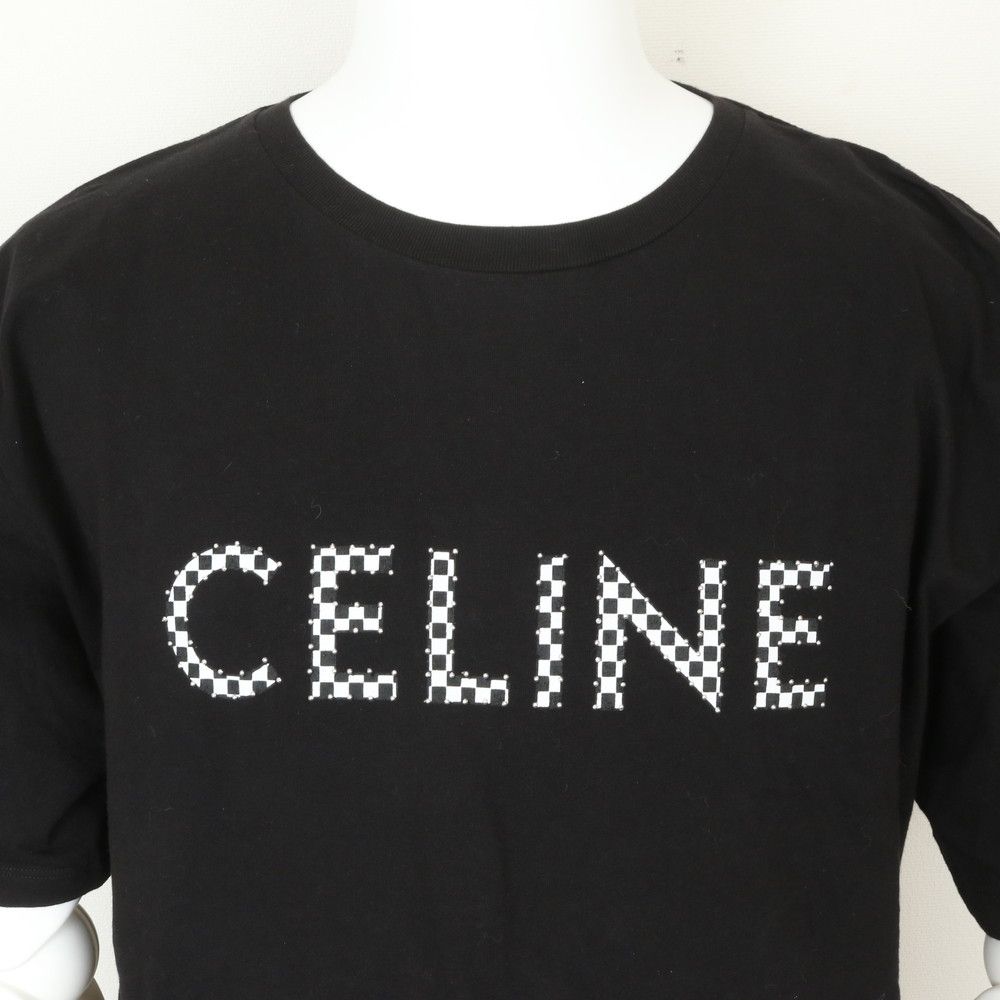 Celine Logo Short Sleeve T-Shirt Black Top L — view 2